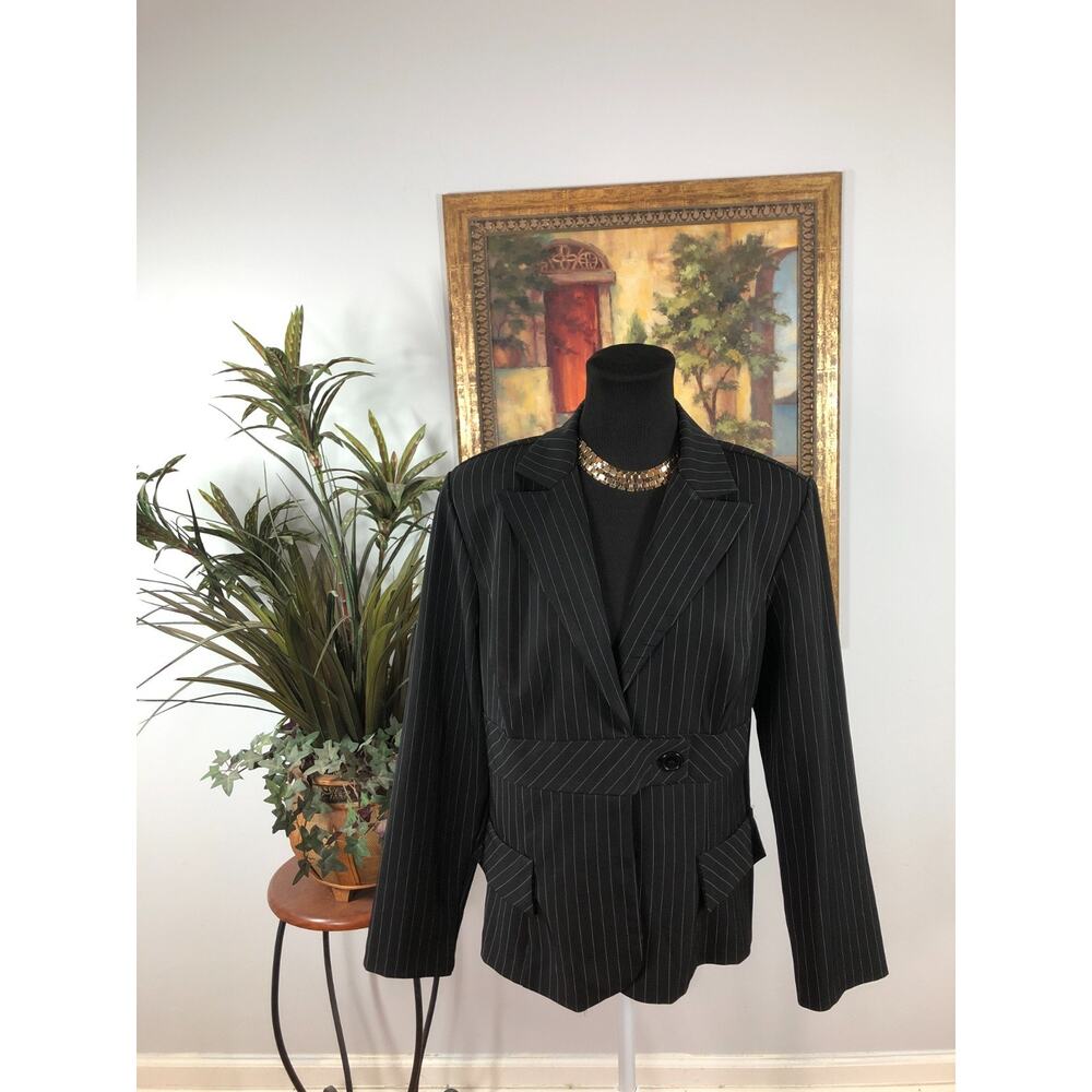Alyn Paige Blazer Women's Black Pinstripe Clueless Preppy Size XL Office Siren